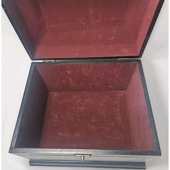 Wood Box Treasure Chest Brown Lined Storage Organization 10x12x6 - Picture 10 of 16